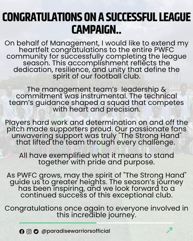Paradise Warriors FC Chairman Emmanuel Armah